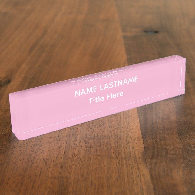 Elegant white & pink custom name Desk Nameplate (Side)