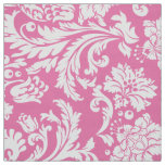 Elegant White &amp; Pink Floral Damasks Fabric