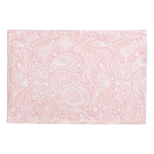 Elegant White   Pink Floral Paisley Pattern Pillow Case