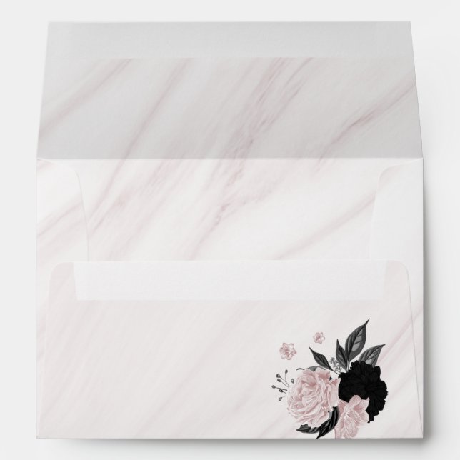 elegant white pink flowers wedding  envelope (Back (Bottom))