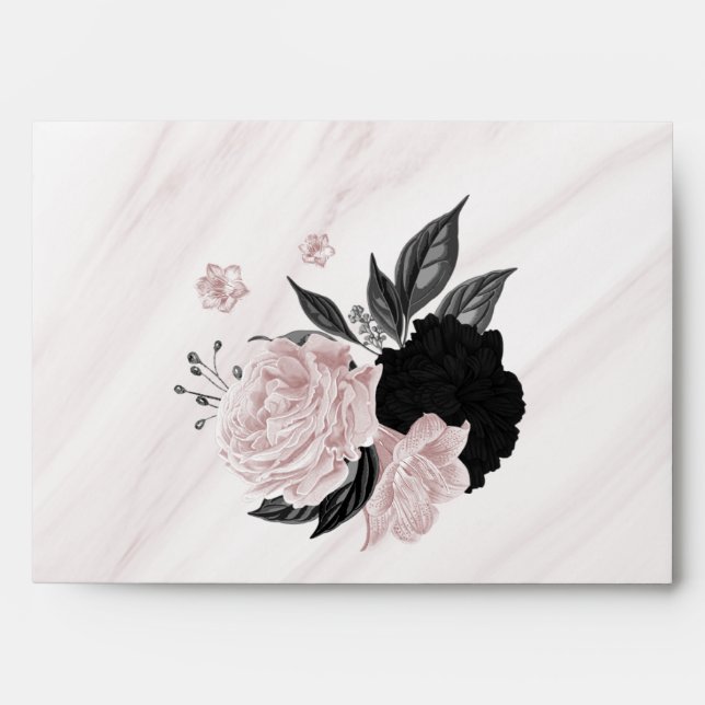 elegant white pink flowers wedding envelope (Front)