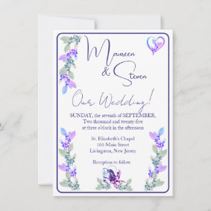 Elegant White, Pink & Lavender Hues Floral Wedding Invitation