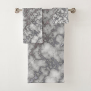 Elegant White Pink Marble Bath Towel Set