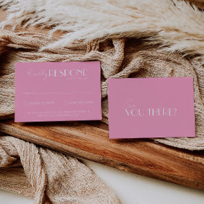 Elegant White Pink Minimalist Bright Wedding RSVP Card