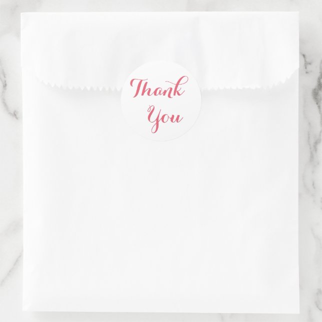 Elegant White Pink Party Wedding Favors Thank You Classic Round Sticker (Bag)