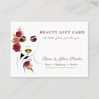 Elegant White Pink Rose Beauty Studio Gift Voucher Discount Card
