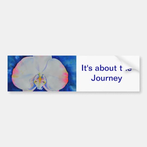 Elegant white pink watercolor floral orchid  bumper sticker