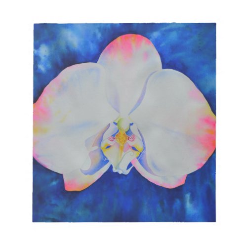 Elegant white pink watercolor floral orchid  notepad