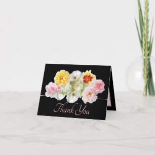 Elegant White Pink Yellow Roses Chic Thank You Card