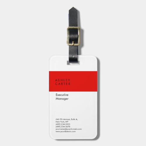 Elegant white plain minimalist modern luggage tag