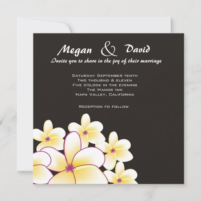 Elegant White Plumeria Wedding Invitation (Front)