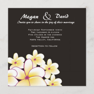 Elegant White Plumeria Wedding Invitation