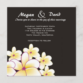 Elegant White Plumeria Wedding Invitation