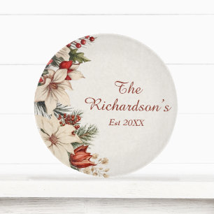 Elegant White Poinsettia Custom Christmas Cutting Board