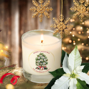 Elegant White Poinsettias Merry Christmas Holiday Scented Candle