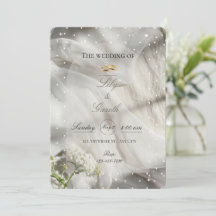 Elegant White Polka Dot Tulle & Gold Rings Wedding