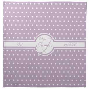 Elegant White Polka Dots on Purple Monogram Cloth Napkin
