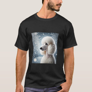 Elegant White Poodle In Snow Winter Dog Tee Shirt