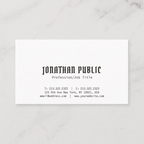 Elegant White Professional Modern Simple Design Business Card