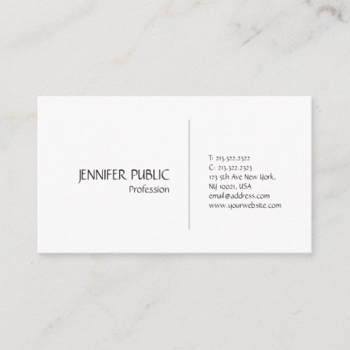 Elegant White Professional Modern Sleek Design Business Card