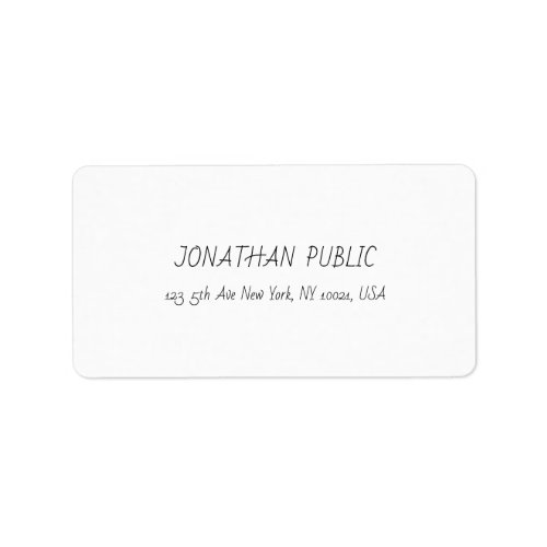 Elegant White Professional Plain Modern Minimalist Label