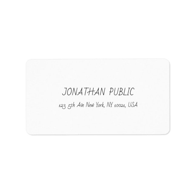 Elegant White Professional Plain Modern Minimalist Label (Front)