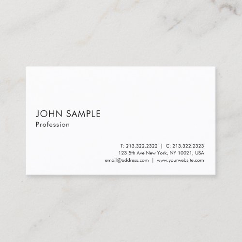 Elegant White Professional Smart Plain Modern Business Card