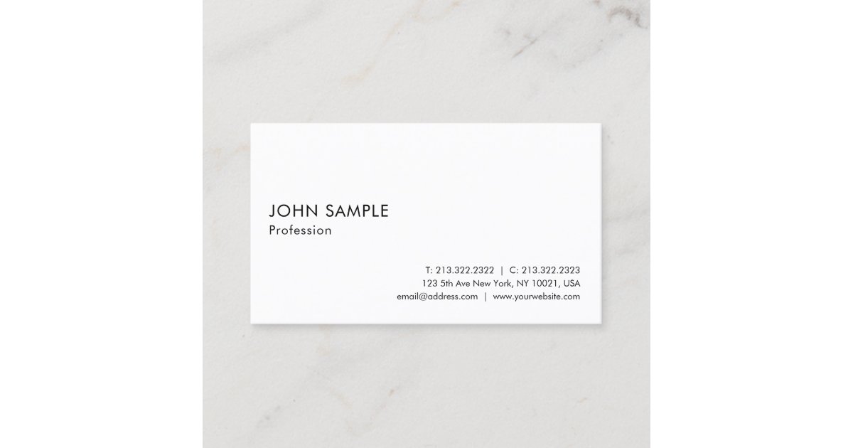 Elegant White Professional Smart Plain Modern Business Card | Zazzle