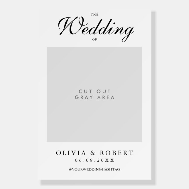 Elegant White Prop Wedding Selfie Photo Frame Foam Board (Front)