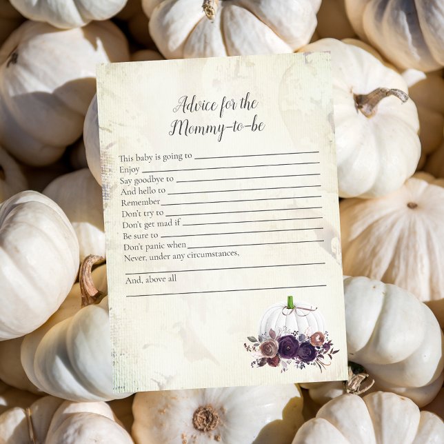 Elegant White Pumpkin Advice For The Mommy To Be Invitation (Creator Uploaded)