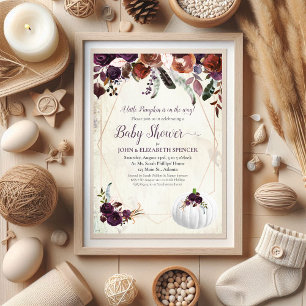 Elegant White Pumpkin Couples Baby Shower Invitation