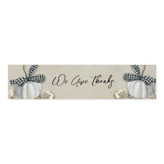 Elegant White Pumpkin Fall Thanksgiving Family Napkin Bands (Unfolded)