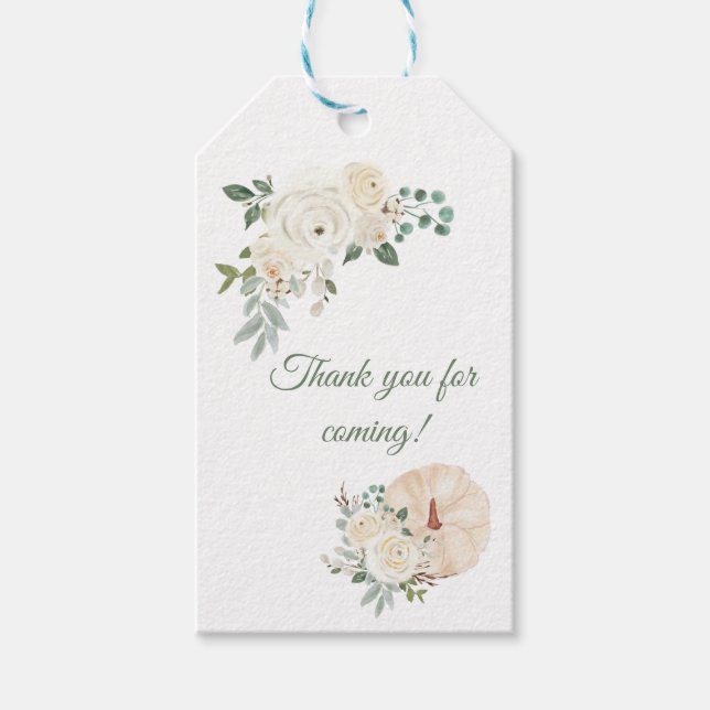 Elegant White Pumpkin Gift Tags (Front)