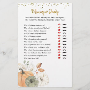 Elegant White Pumpkin Mommy or Daddy Games