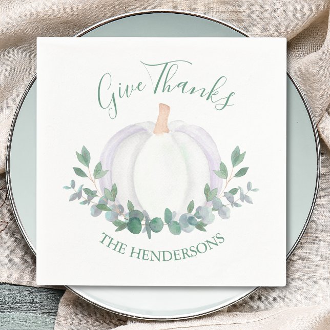 Elegant White Pumpkin Thanksgiving Napkins (Creator Uploaded)