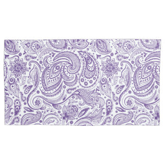 Elegant White & Purple Floral Paisley Pillow Case