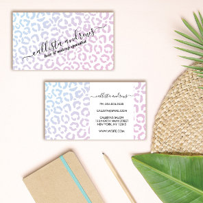 Elegant White Purple Leopard Cheetah Animal Print  Business Card