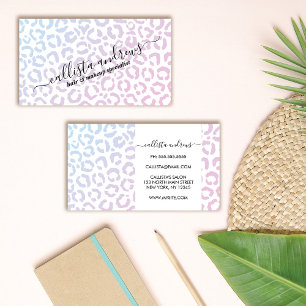 Elegant White Purple Leopard Cheetah Animal Print  Business Card
