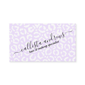 Elegant White Purple Leopard Cheetah Animal Print Business Card
