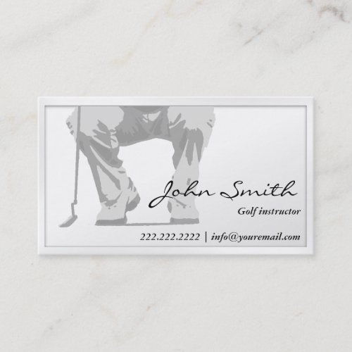 Elegant White Putt Golf Instructor Business Card