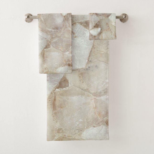 Elegant White Quartz Bath Towel Set (Insitu)