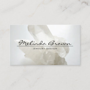 Elegant White Quartz Crystal Gemstone Business Card