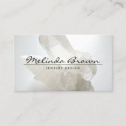 Customizable ELEGANT NAME &amp; WHITE QUARTZ CRYSTAL Business Card