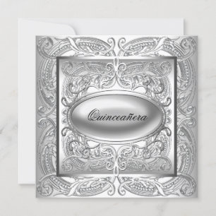 Elegant White Quinceanera Invitation