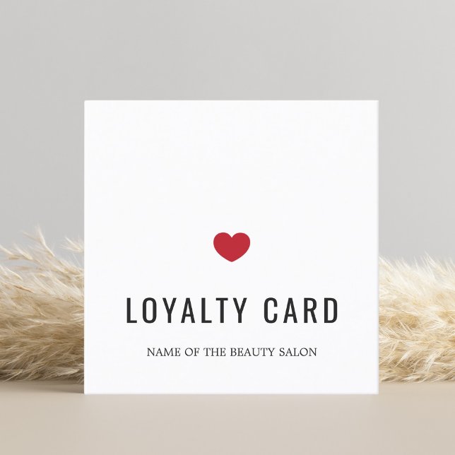 Elegant White Red Heart Beauty Salon Loyalty Card (Creator Uploaded)