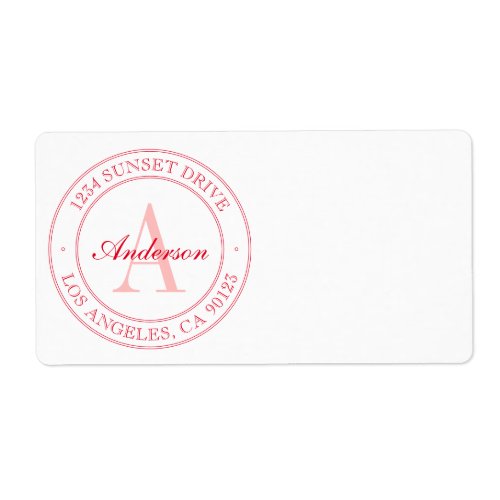 Elegant White  Red Monogram Label