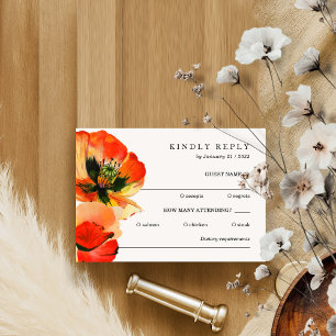 Elegant White Red Poppy Kindly Reply Invitation