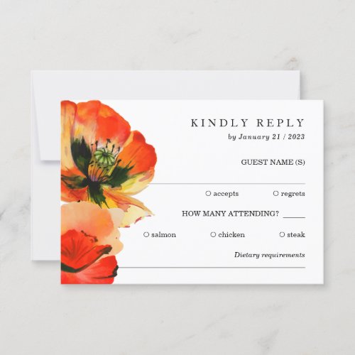 Elegant White Red Poppy Kindly Reply Invitation