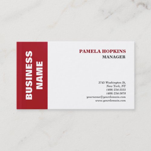 ELegant White Red Striped Manager Minimalist Style Business Card