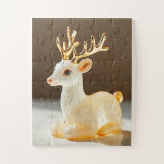 Elegant White Reindeer with Golden Antlers – Chris Jigsaw Puzzle